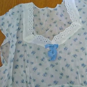 Vintage Blue & White Flower Print Maxi Dress